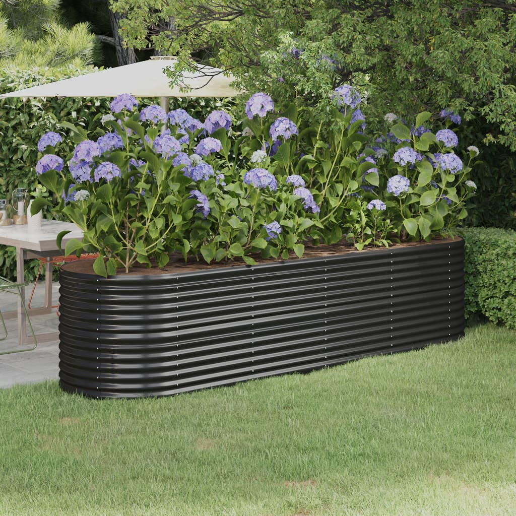 Garden Raised Bed Powder-coated Steel 296x80x68 cm Anthracite - The Home Maker