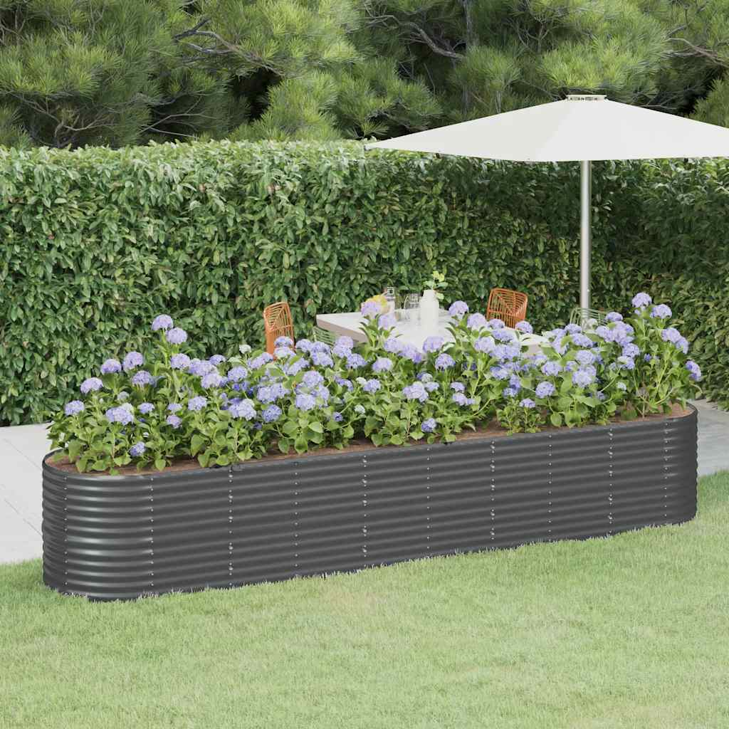 PRIFORD Garden Raised Bed Galvanised 368x80x68 cm Anthracite Steel - Design Hut