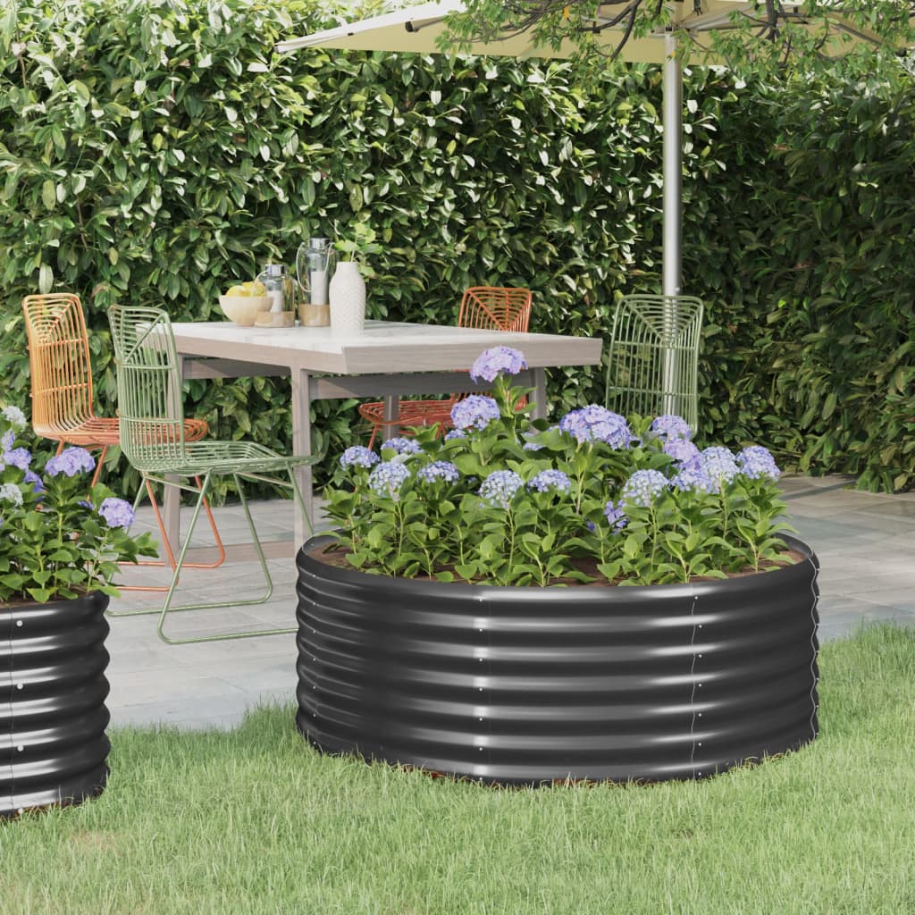 Garden Raised Bed Powder-coated Steel 100x100x36 cm Anthracite - Millennium Furniture