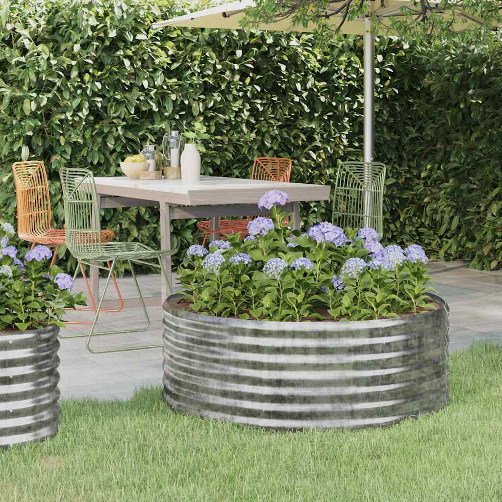PRIFORD Garden Raised Bed Galvanised 100x100x36 cm Steel - Silver - Design Hut