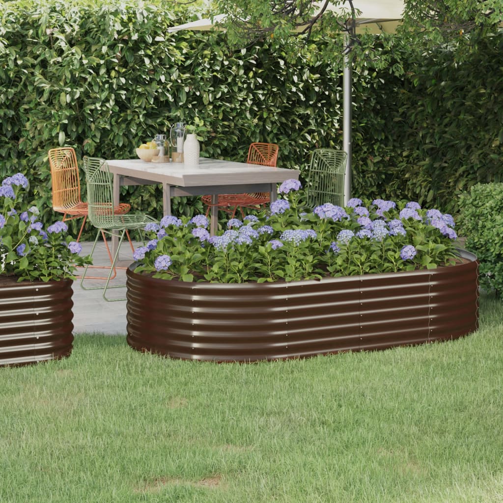PRIFORD Garden Raised Bed Galvanised 175x100x36 cm Steel - Brown - Design Hut
