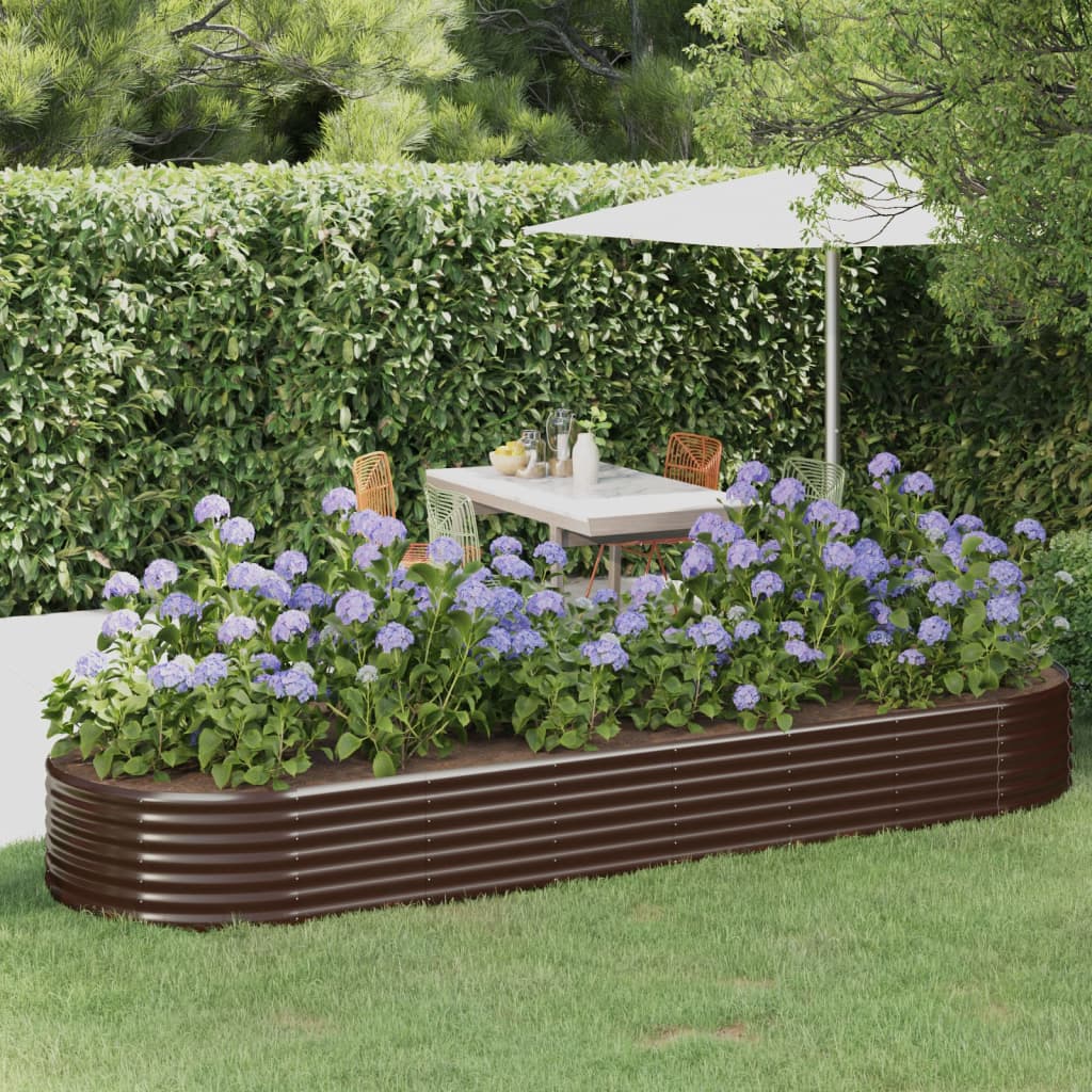 Garden Raised Bed Powder-coated Steel 322x100x36 cm Brown - Unbeatable Bargains