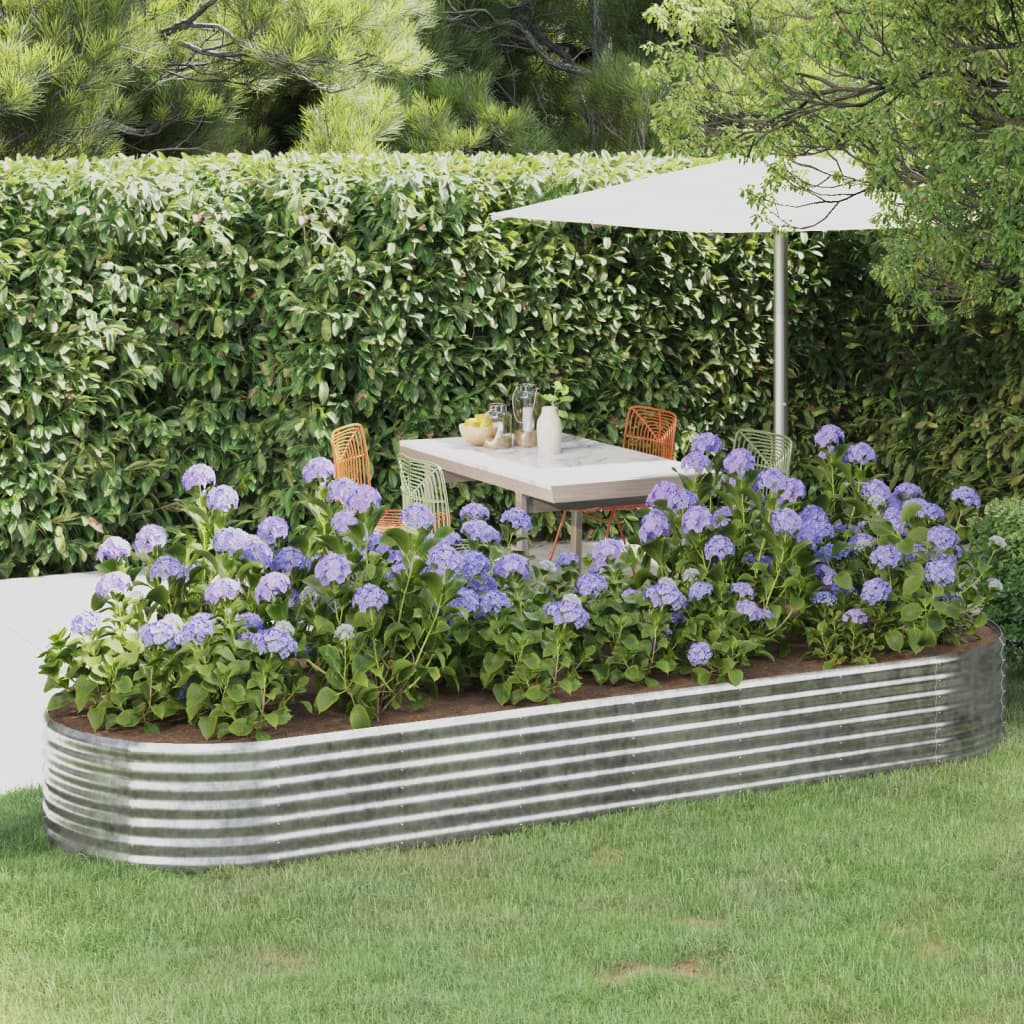 PRIFORD Garden Raised Bed Galvanised 322x100x36 cm Steel - Silver - Design Hut