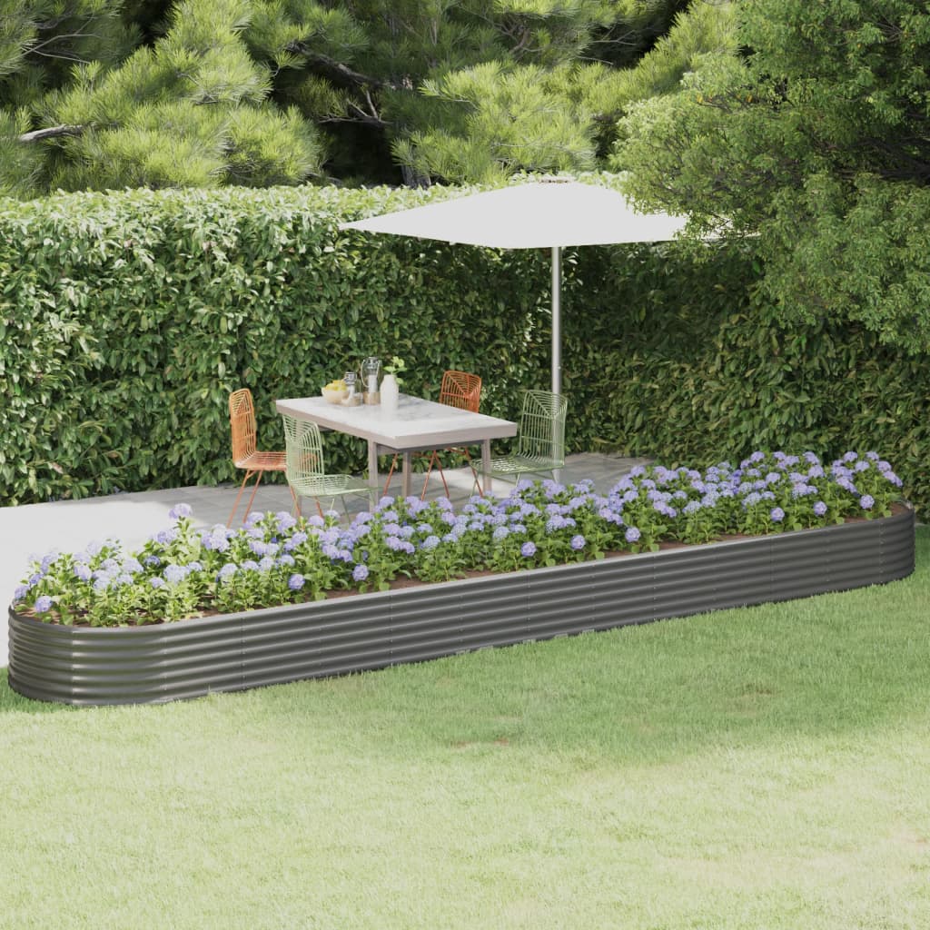 Garden Raised Bed Powder-coated Steel 507x100x36 cm Grey - Sid & Sam