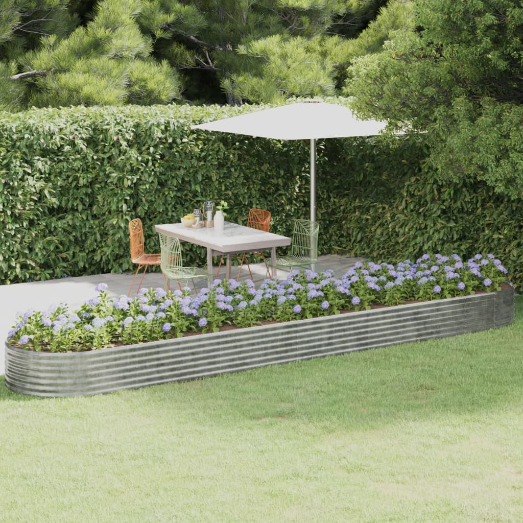 Garden Raised Bed Powder-coated Steel 507x100x36 cm Silver - Discount Dealers