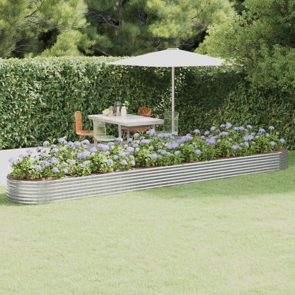 Garden Raised Bed Powder-coated Steel 544x100x36 cm Silver - Decor Base