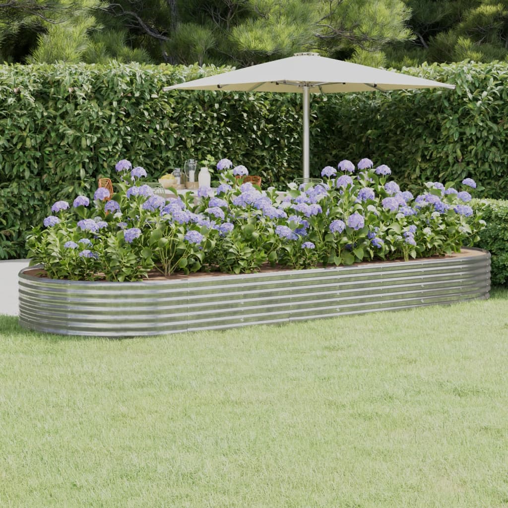 Garden Raised Bed Powder-coated Steel 373x140x36 cm Silver - Unbeatable Bargains