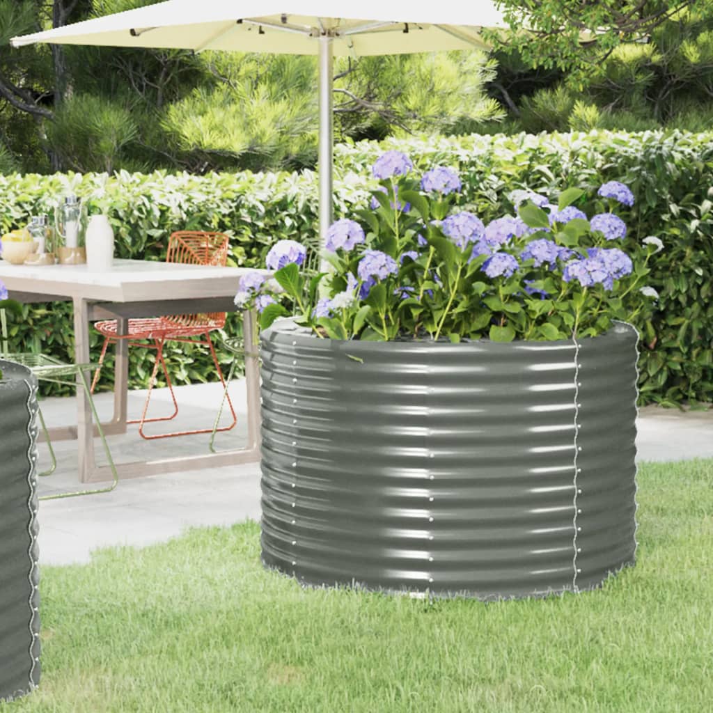 Garden Raised Bed Powder-coated Steel 100x100x68 cm Grey - Unbeatable Bargains