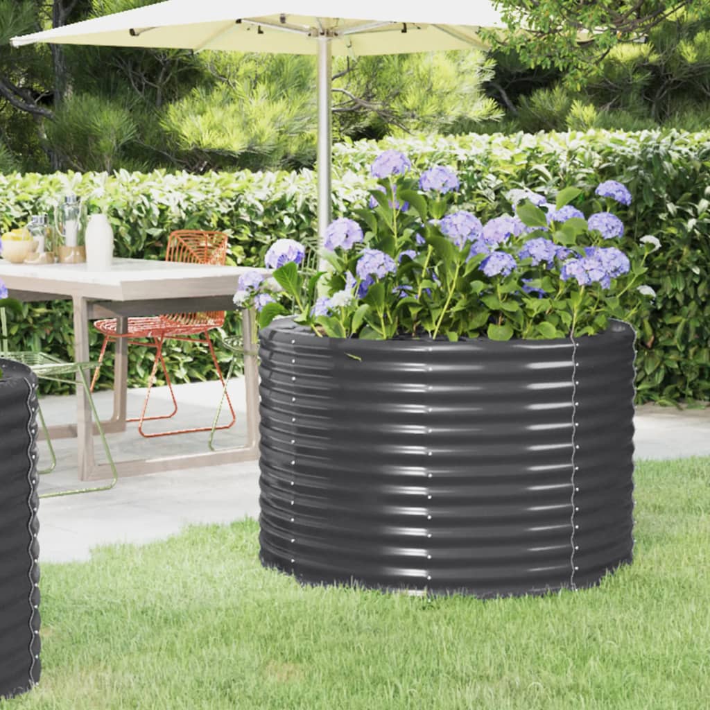 Garden Raised Bed Powder-coated Steel 100x100x68 cm Anthracite - Unbeatable Bargains
