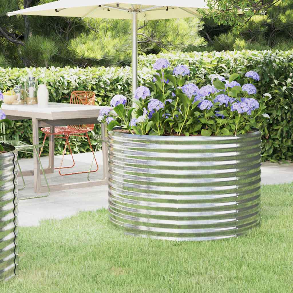 PRIFORD Garden Raised Bed Galvanised 100x100x68 cm Steel - Silver - Design Hut