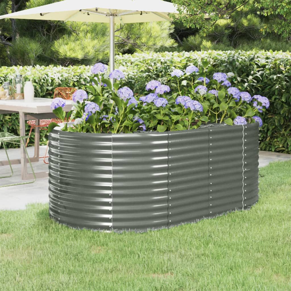 Garden Raised Bed Powder-coated Steel 175x100x68 cm Grey - Discount Dealers