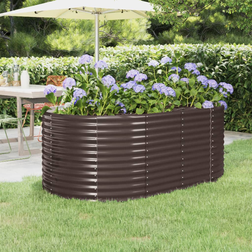 PRIFORD Garden Raised Bed Powder-coated 175x100x68 cm Steel - Brown - Design Hut