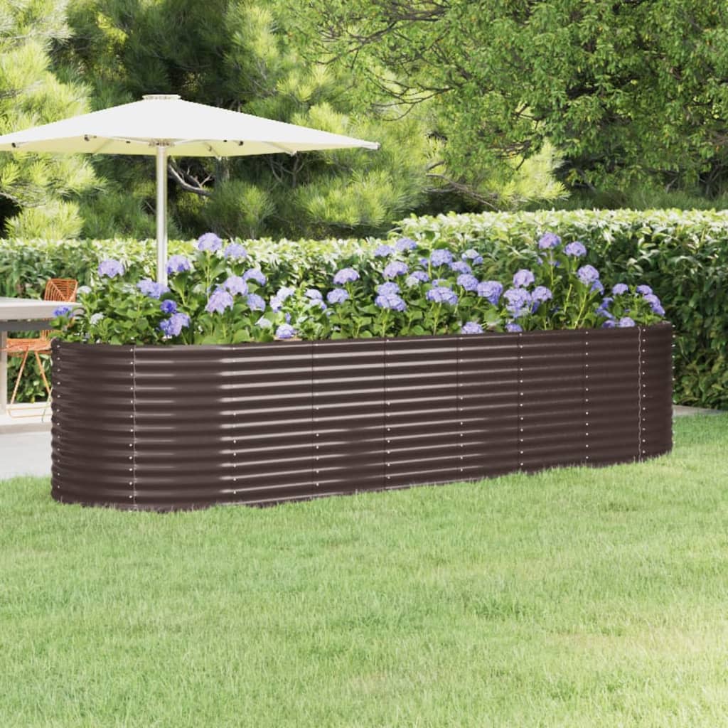 PRIFORD Garden Raised Bed Galvanised 322x100x68 cm Steel - Brown - Design Hut