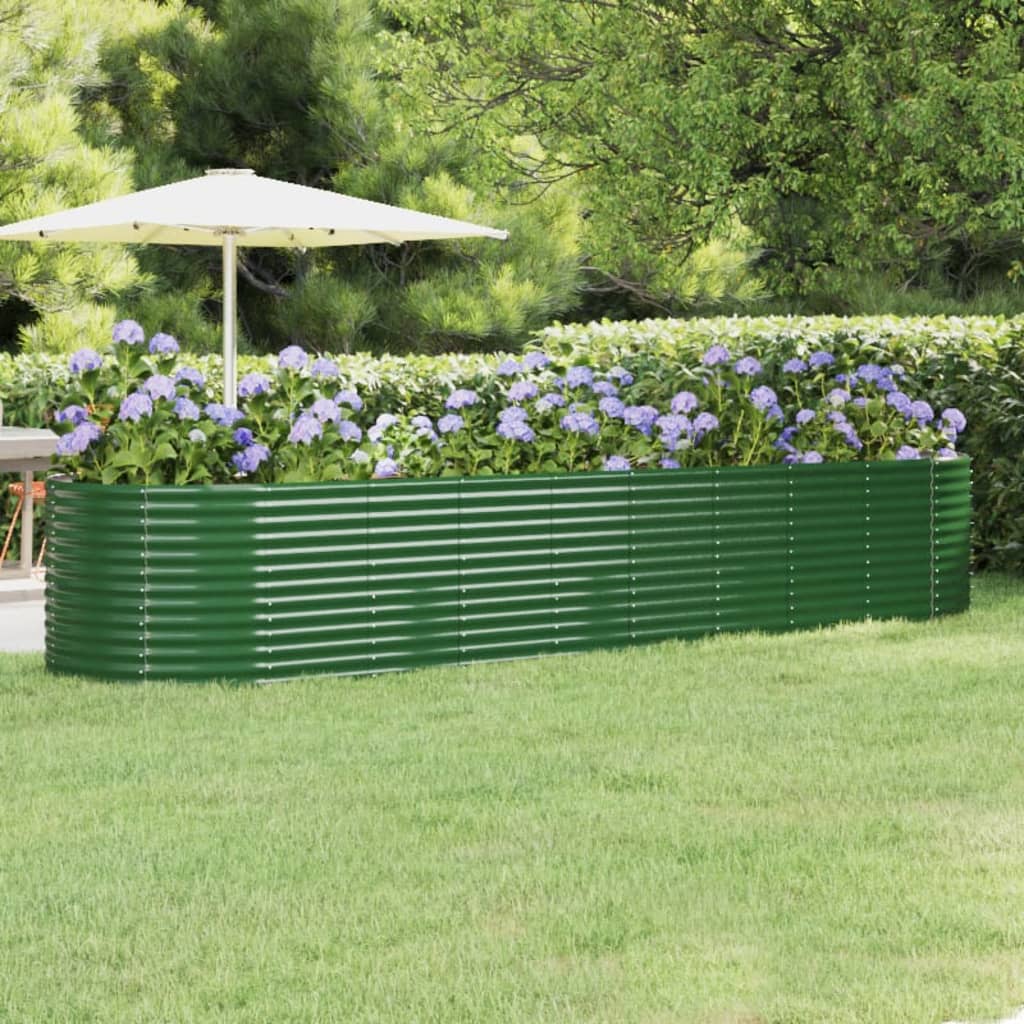 Garden Raised Bed Powder-coated Steel 396x100x68 cm Green - Style and Chic