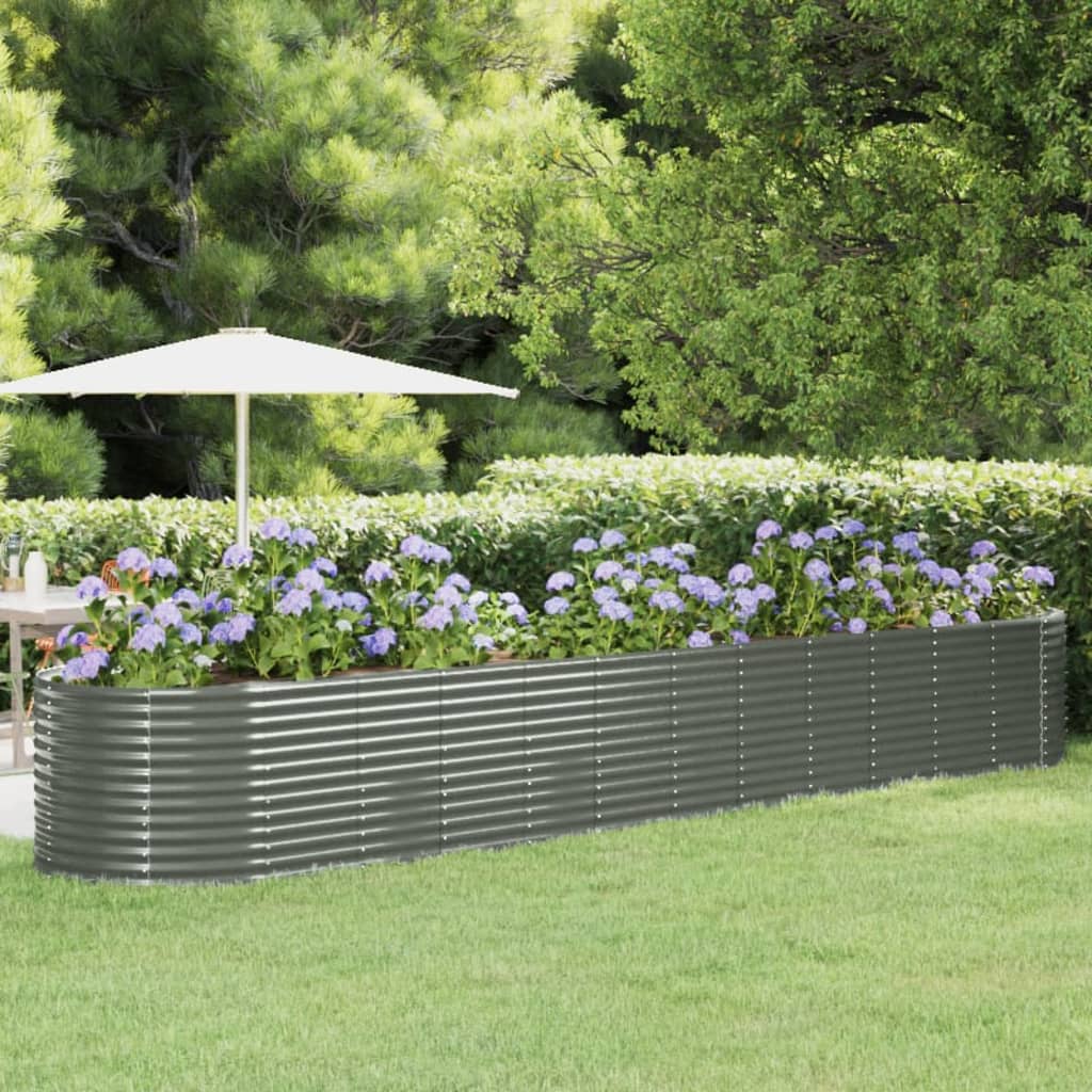 Garden Raised Bed Powder-coated Steel 507x100x68 cm Grey - Millennium Furniture