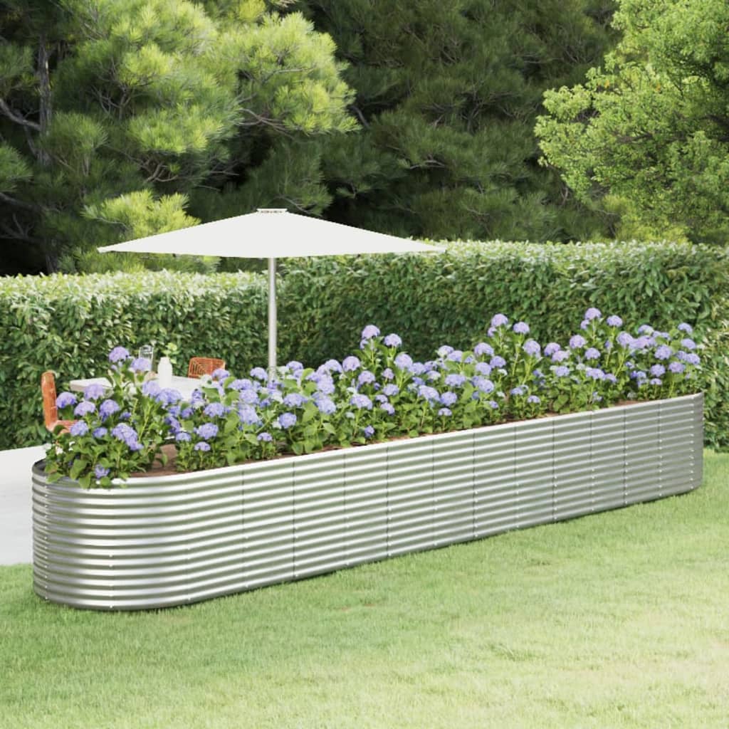 Garden Raised Bed Silver 554x100x68 cm Powder-coated Steel - Direct Imports
