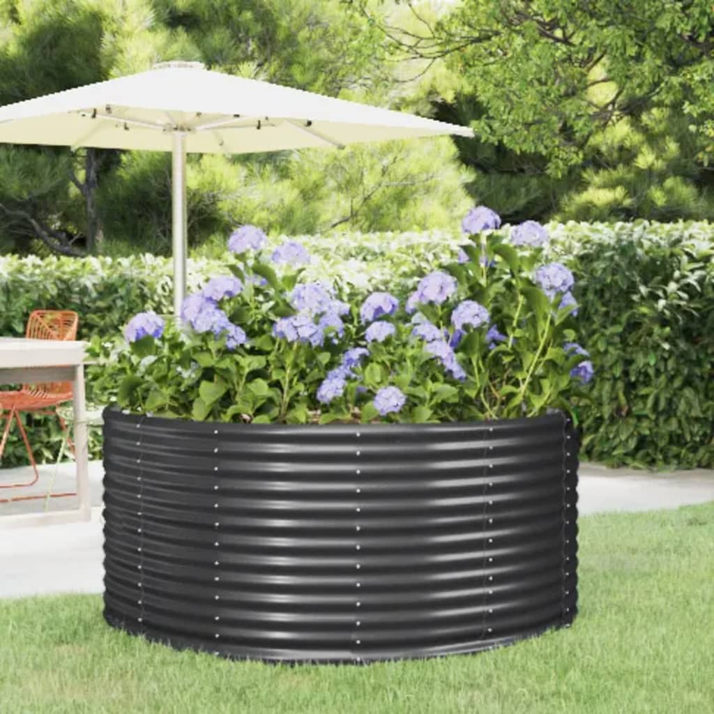 Garden Raised Bed Anthracite 140x140x68 cm Powder-coated Steel - R and M Furniture