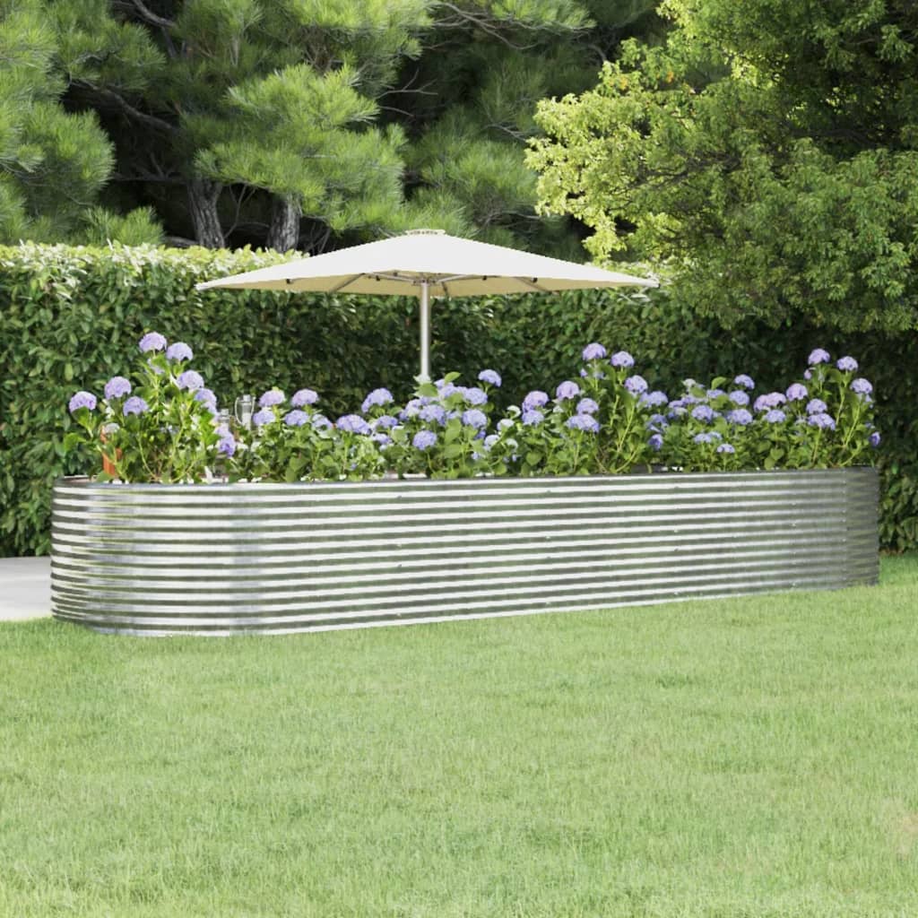 Garden Raised Bed Silver 447x140x68 cm Powder-coated Steel - Decor Base