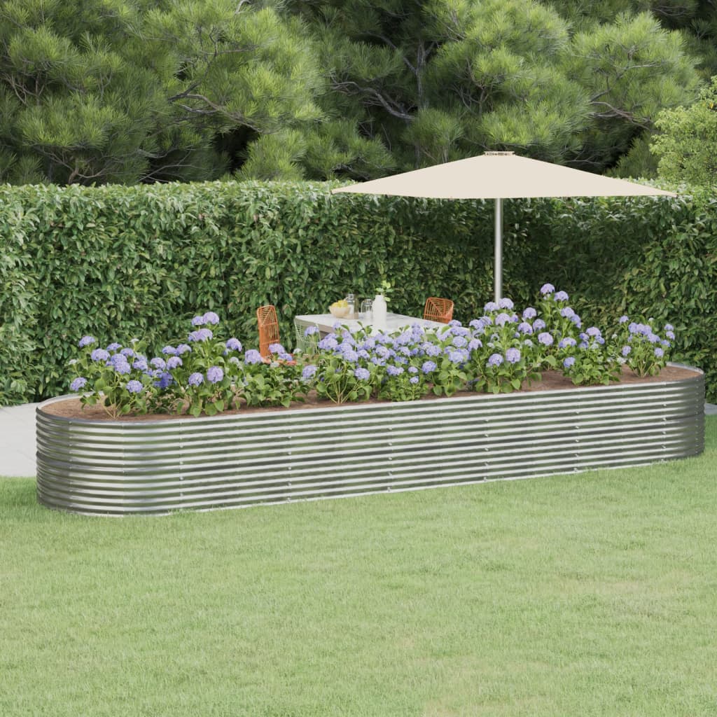 Garden Raised Bed Powder-coated Steel 510x140x68 cm Silver - Discount Dealers