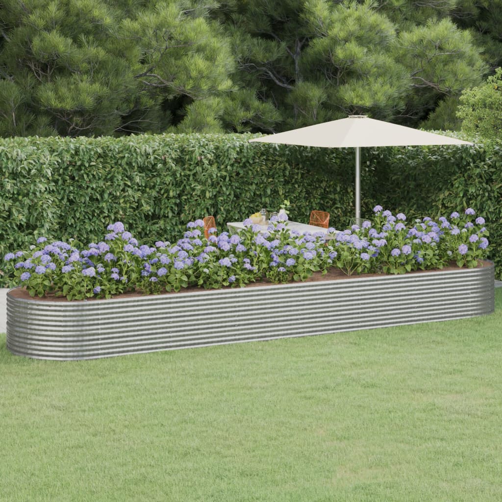 Garden Raised Bed Powder-coated Steel 584x140x68 cm Silver - Discount Dealers