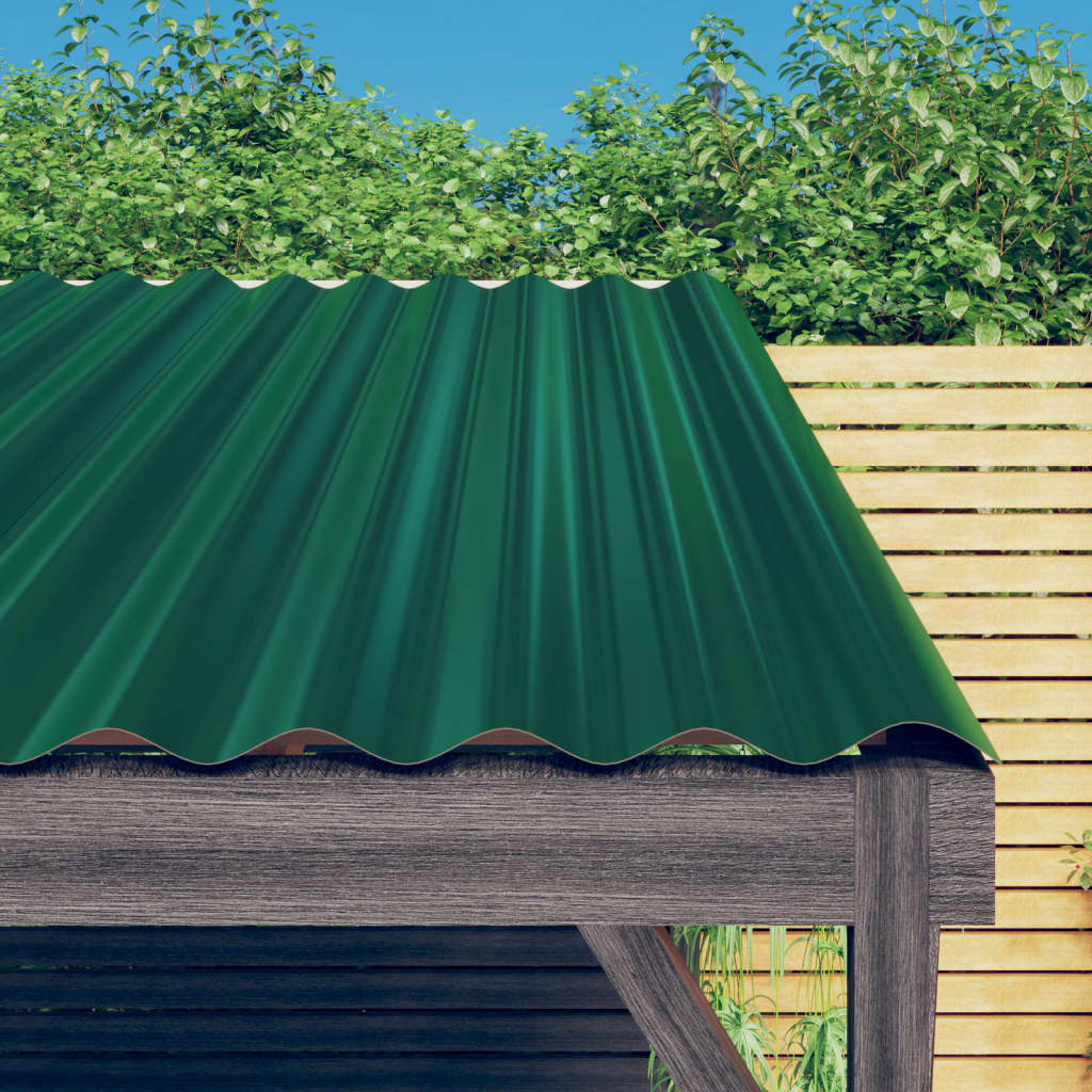 Roof Panels 36 pcs Powder-coated Steel Green 80x36 cm - The Home Maker