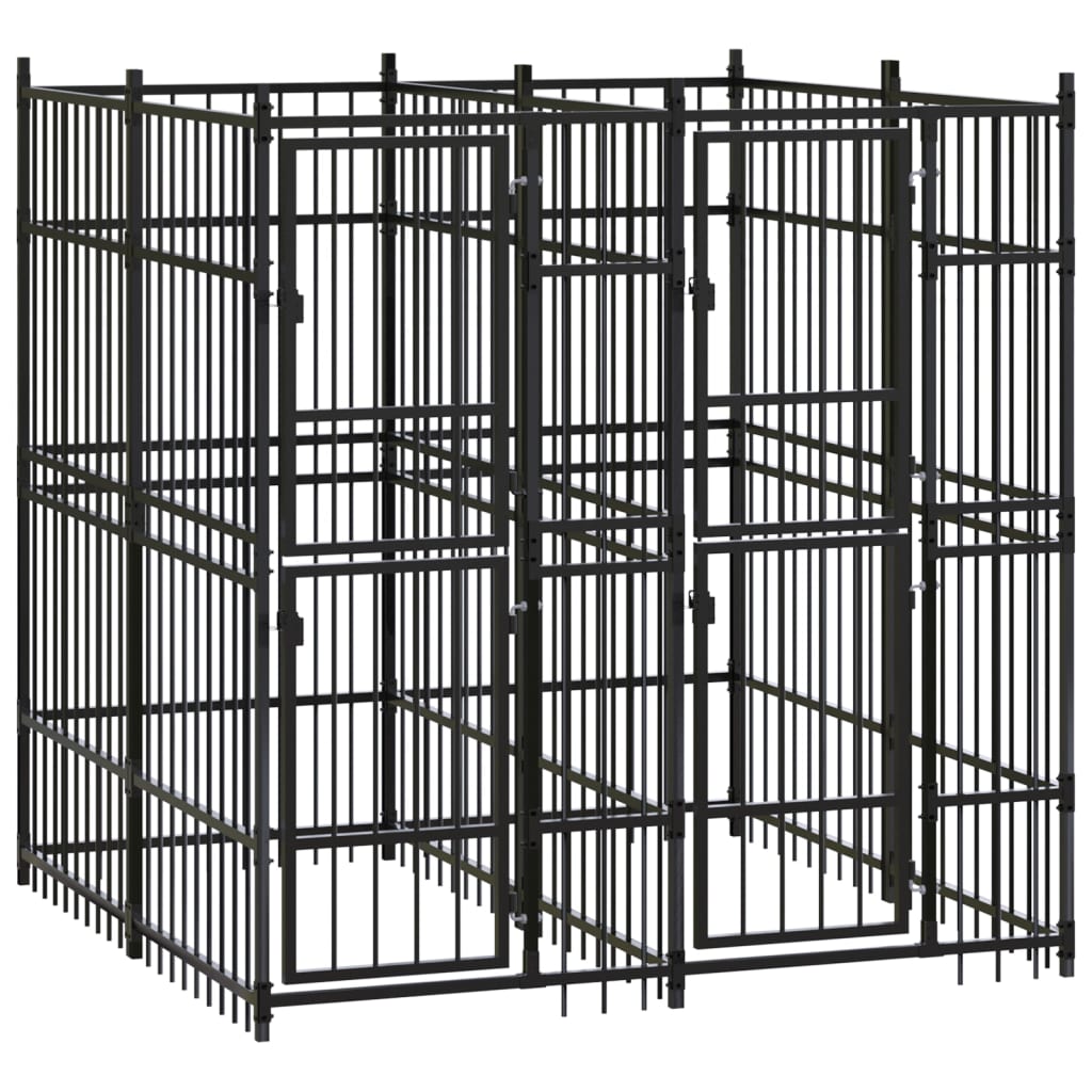 Outdoor Dog Kennel Steel 3.69 m2 - All Things Good