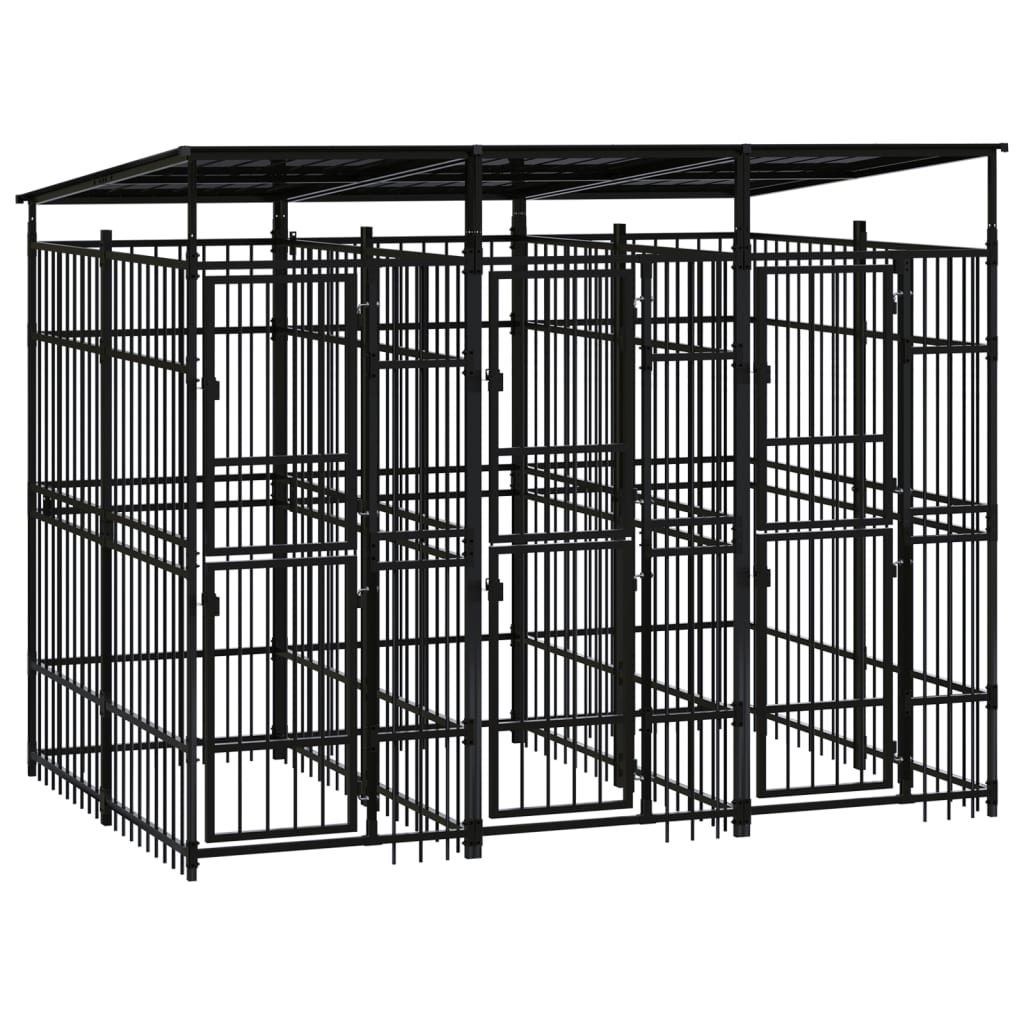 Outdoor Dog Kennel with Roof Steel 5.53sqm - Millennium Furniture