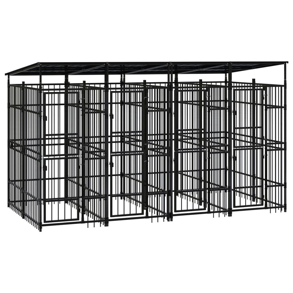 Outdoor Dog Kennel with Door and Roof Steel 7.37sqm - Style and Chic