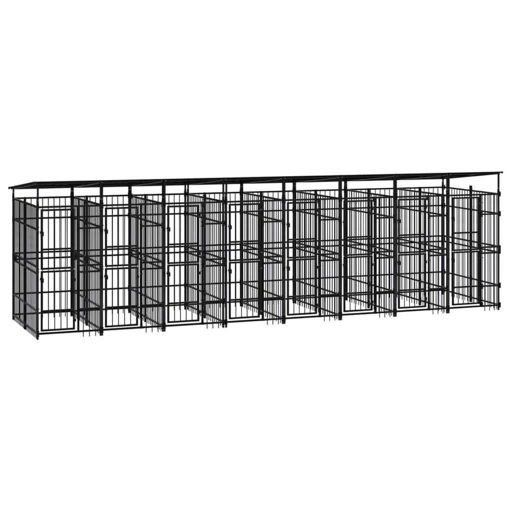 Outdoor Dog Kennel with Roof Steel 14.75sqm - The Home Maker