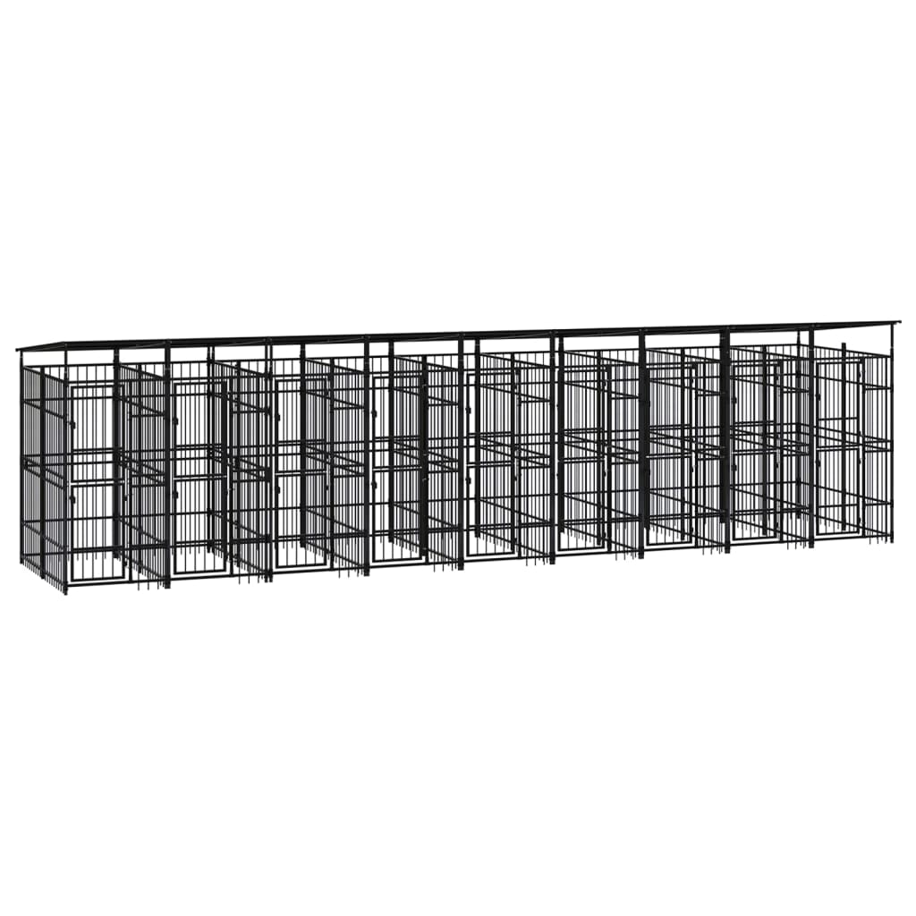 Outdoor Dog Kennel with Roof Steel 16.59 mÂ² - Casper Homes