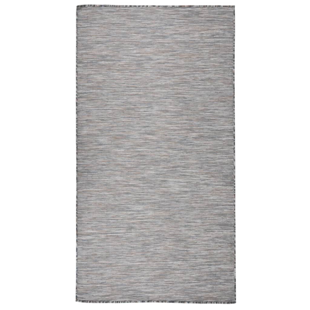 Outdoor Flatweave Rug 80x150 cm Brown and Blue - Discount Dealers