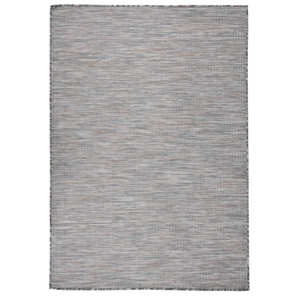Outdoor Flatweave Rug 160x230 cm Brown and Blue - Discount Dealers