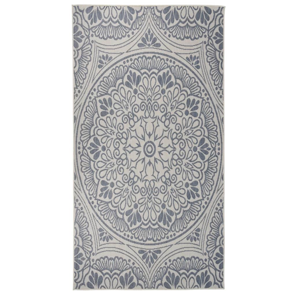 Outdoor Flatweave Rug 80x150 cm Blue Pattern - Millennium Furniture