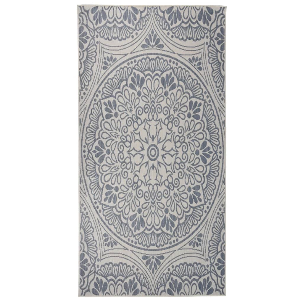 Outdoor Flatweave Rug 100x200 cm Blue Pattern - Merkel Designers