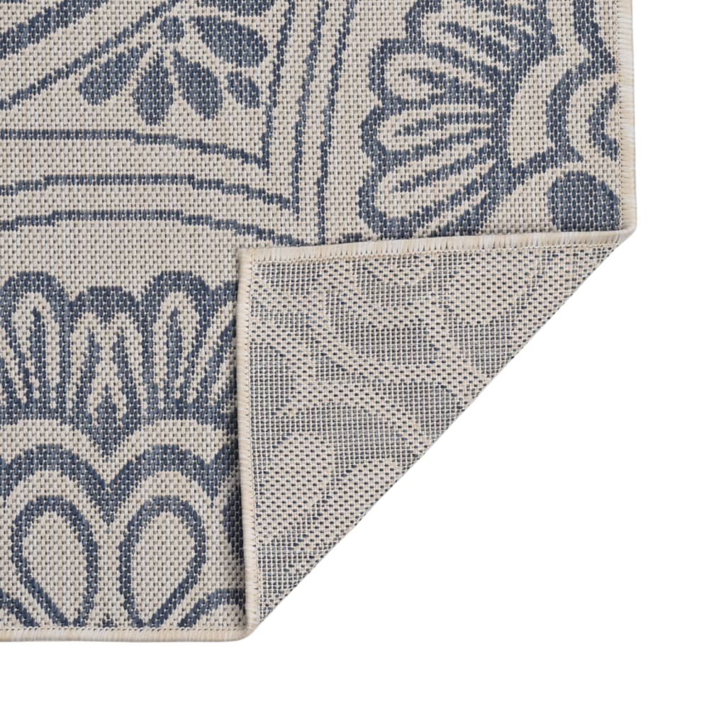 Outdoor Flatweave Rug 140x200 cm Blue Pattern - Brittle & Co
