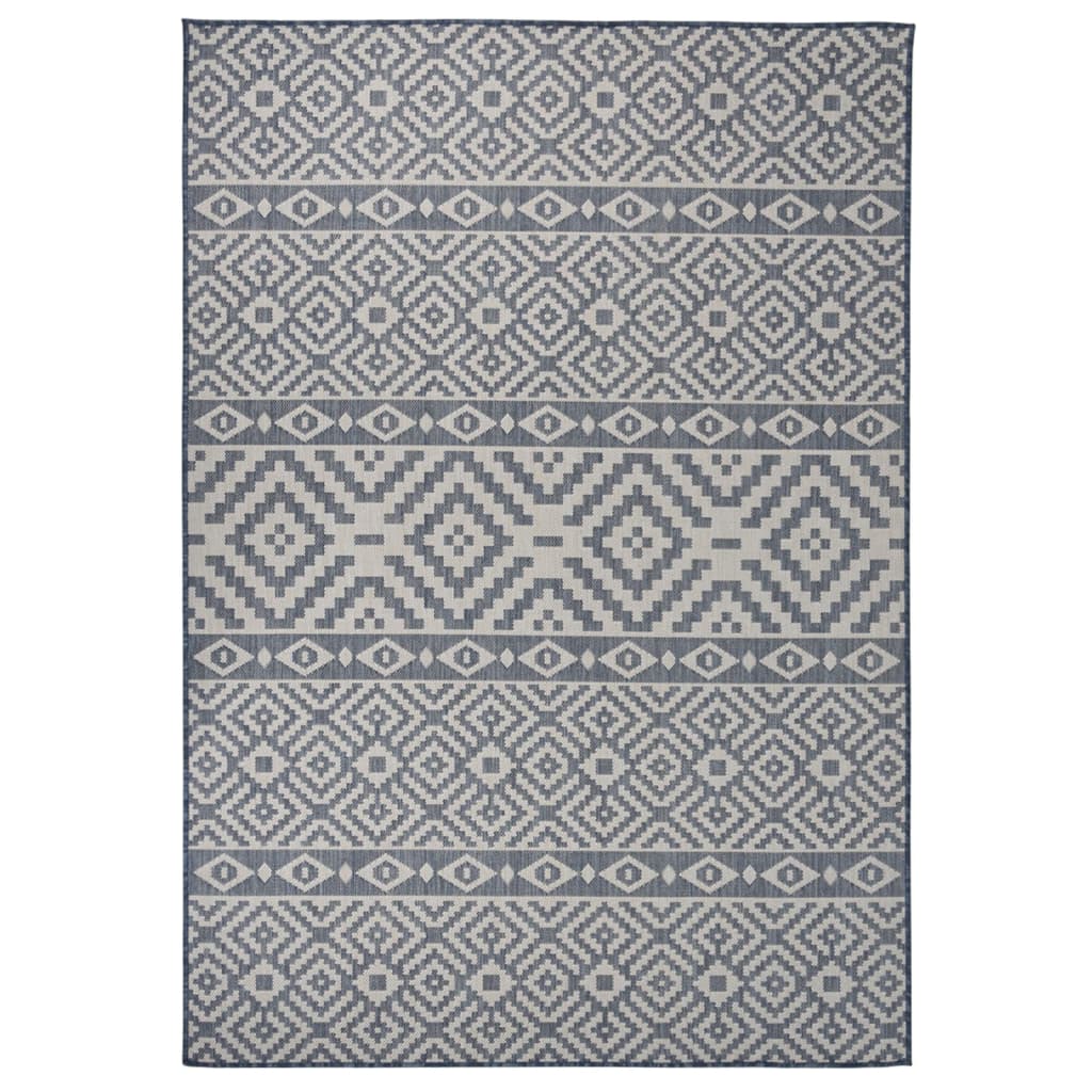 Outdoor Flatweave Rug 160x230cm Blue Stripes - Design Hut