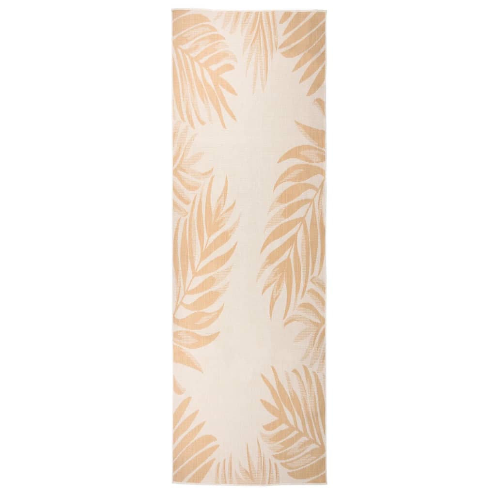 Outdoor Flatweave Rug 80x250 cm Leaf Pattern - Brittle & Co