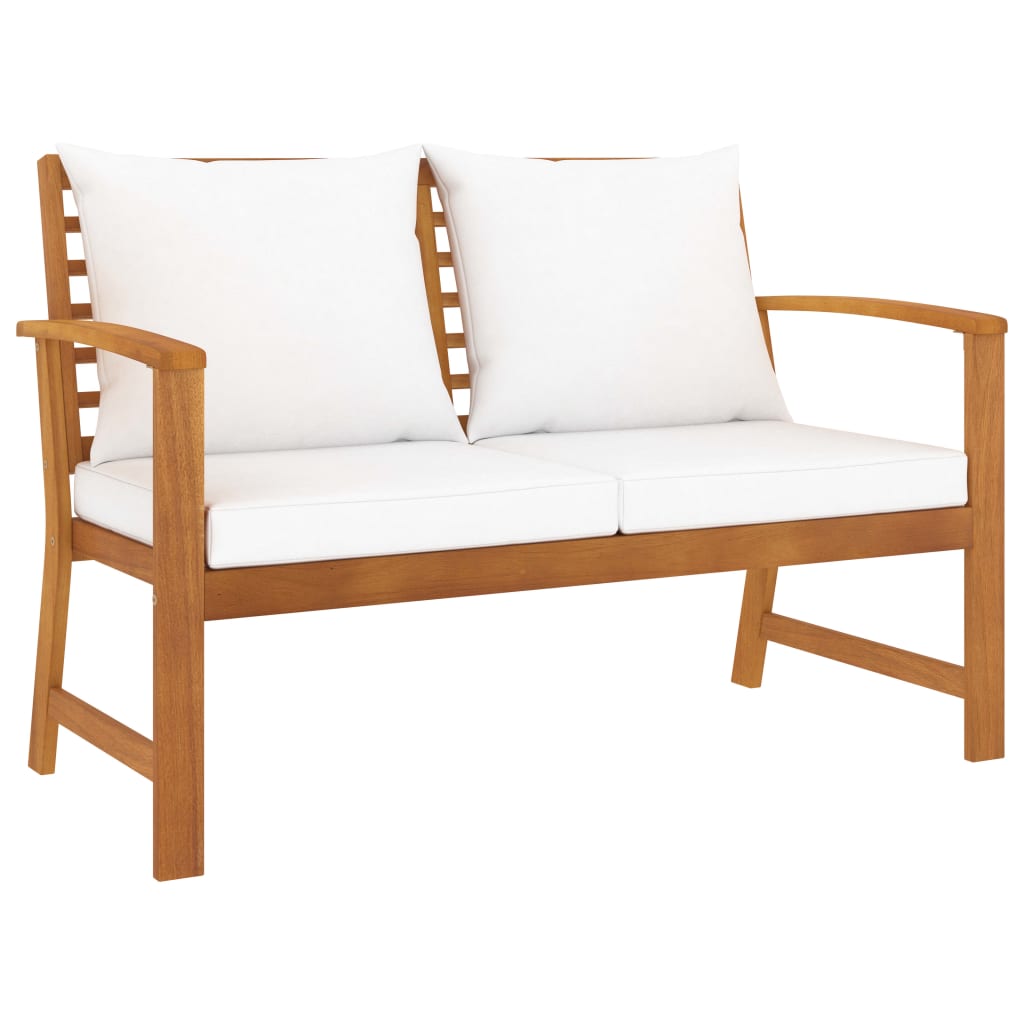 Garden Bench 120 cm with Cream Cushion Solid Wood Acacia - All Things Good