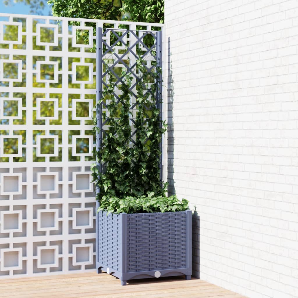 Garden Planter with Trellis Dark Grey 40x40x136 cm PP - Direct Imports