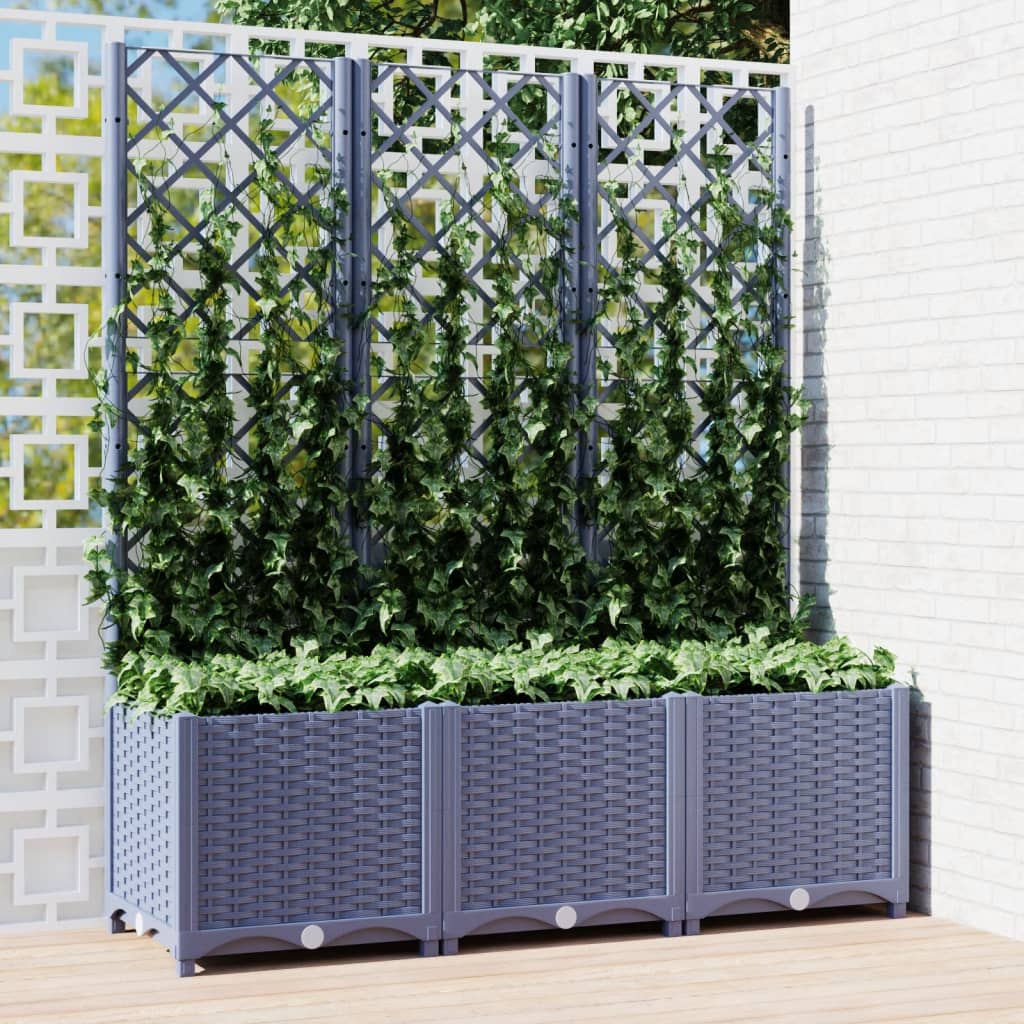 Garden Planter with Trellis Dark Grey 120x40x136 cm PP - Sid & Sam