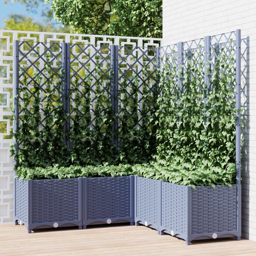 Garden Planter with Trellis Dark Grey 120x120x136 cm PP - Style and Chic