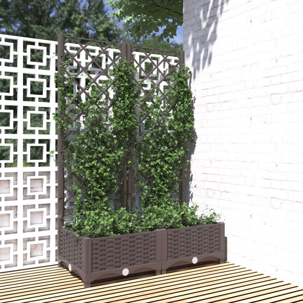 Garden Planter with Trellis Brown 80x40x121.5 cm PP - Design Hut