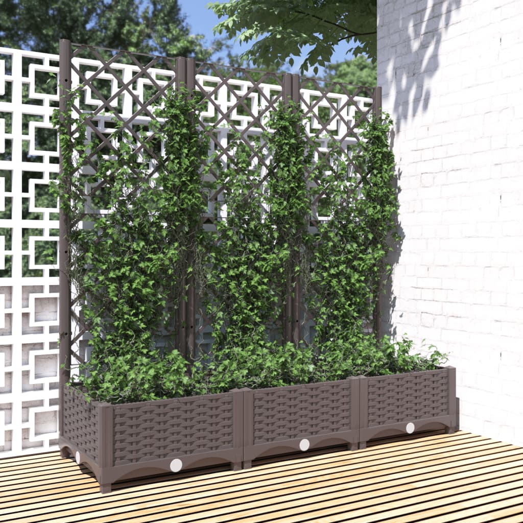 Garden Planter with Trellis Brown 120x40x121.5 cm PP - Style and Chic