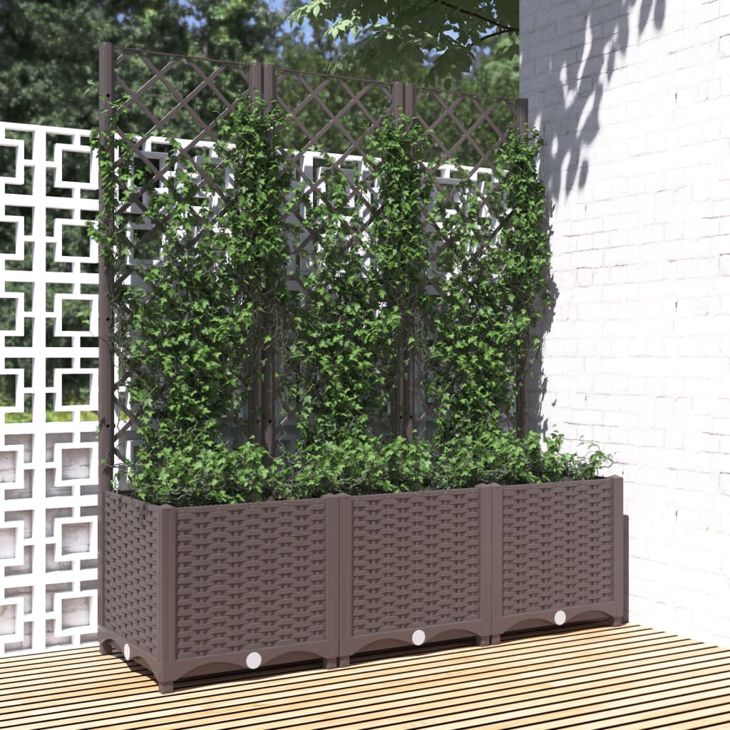 Garden Planter with Trellis Brown 120x40x136 cm PP - Direct Imports
