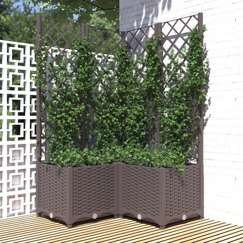 Garden Planter with Trellis Brown 80x80x136 cm PP - The Home Maker