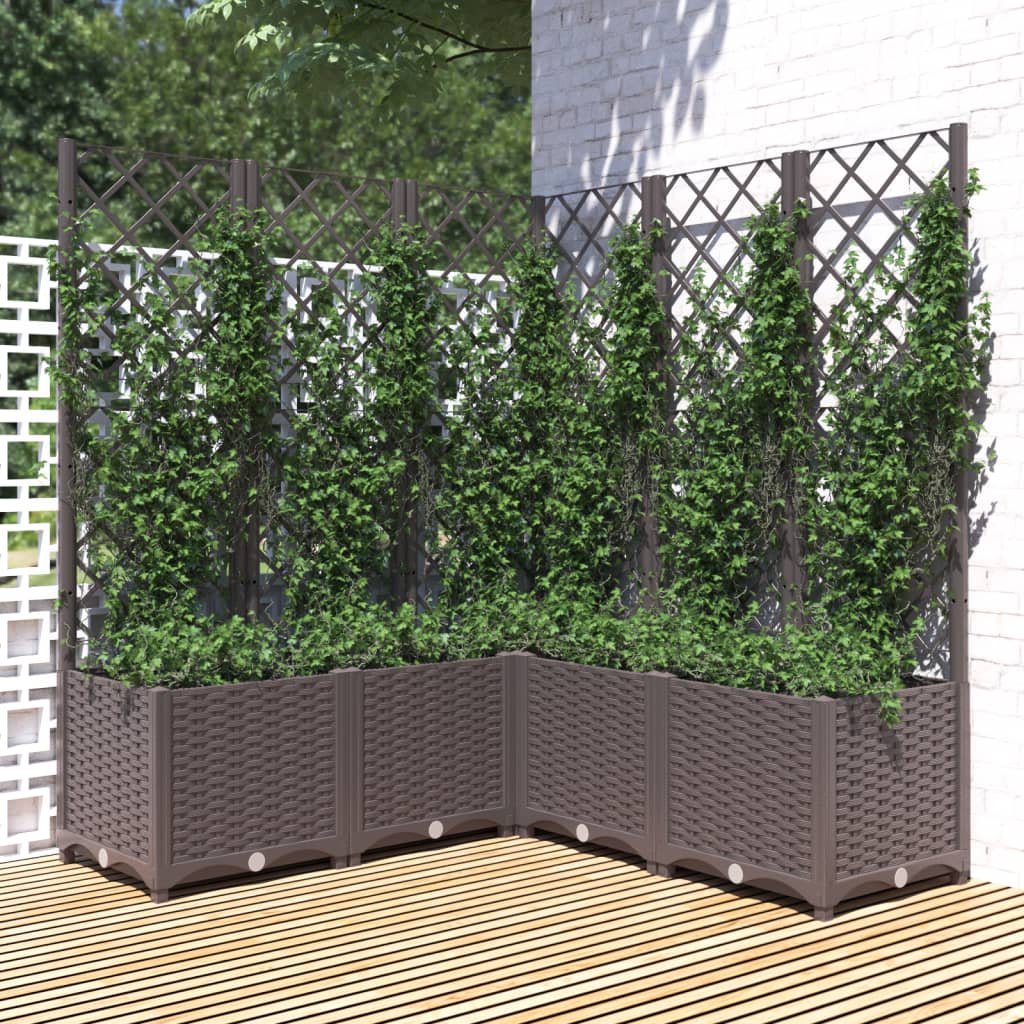 Garden Planter with Trellis Brown 120x120x136 cm PP - The Home Maker