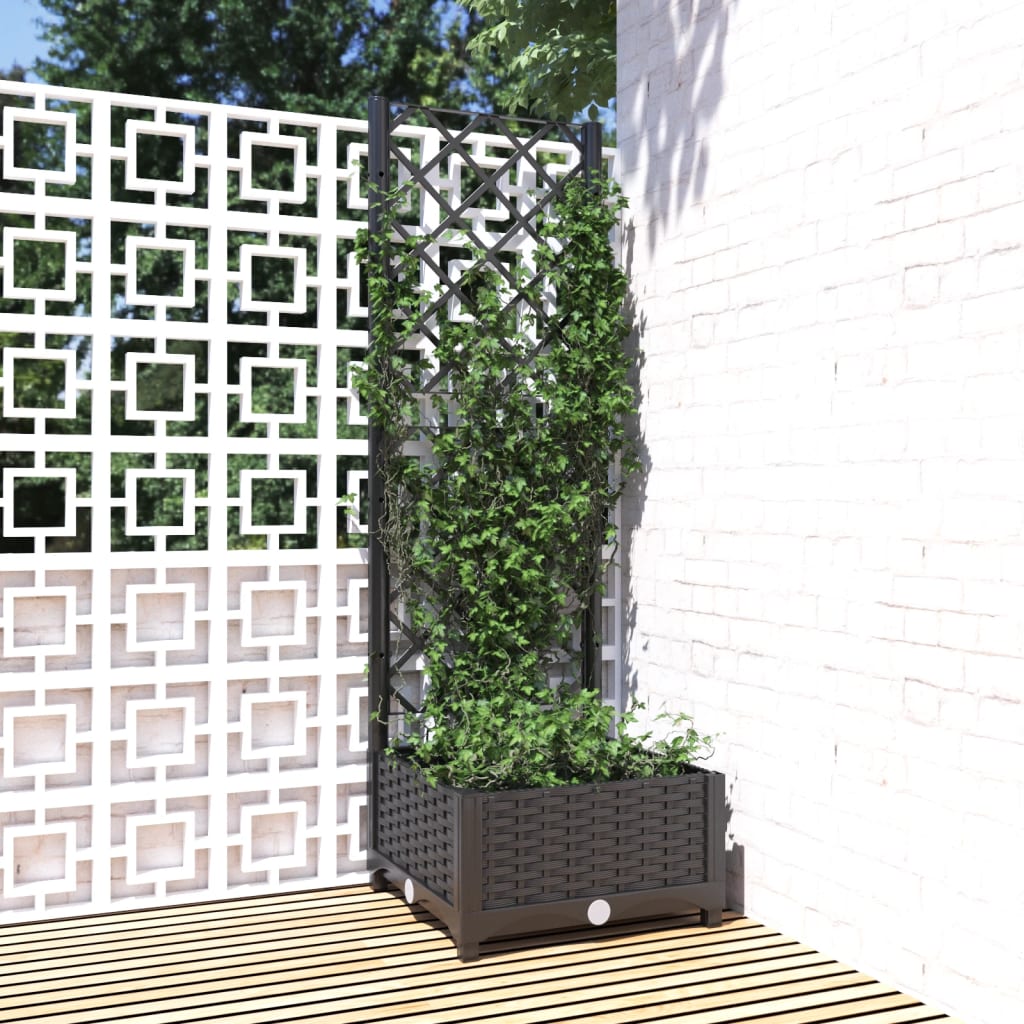 Garden Planter with Trellis Black 40x40x121.5 cm PP - R and M Furniture