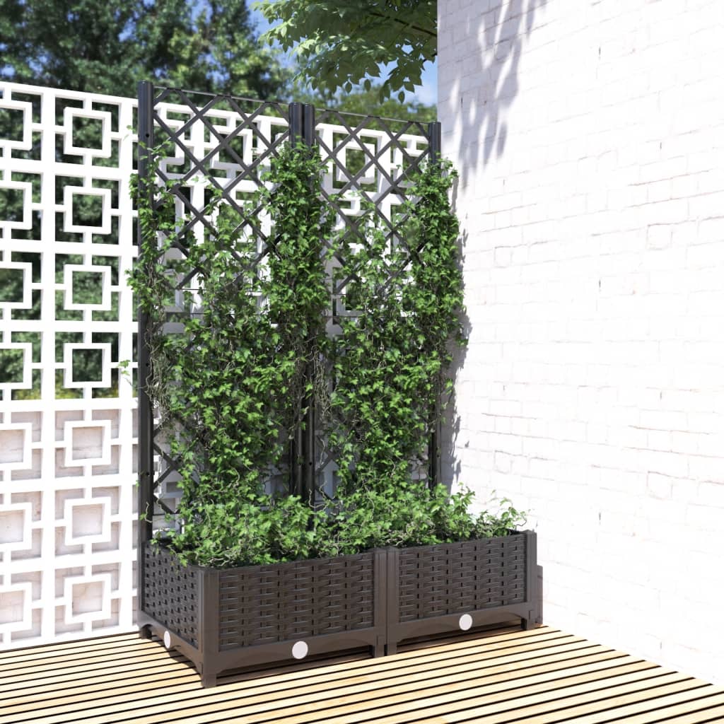 Garden Planter with Trellis Black 80x40x121.5 cm PP - Unbeatable Bargains
