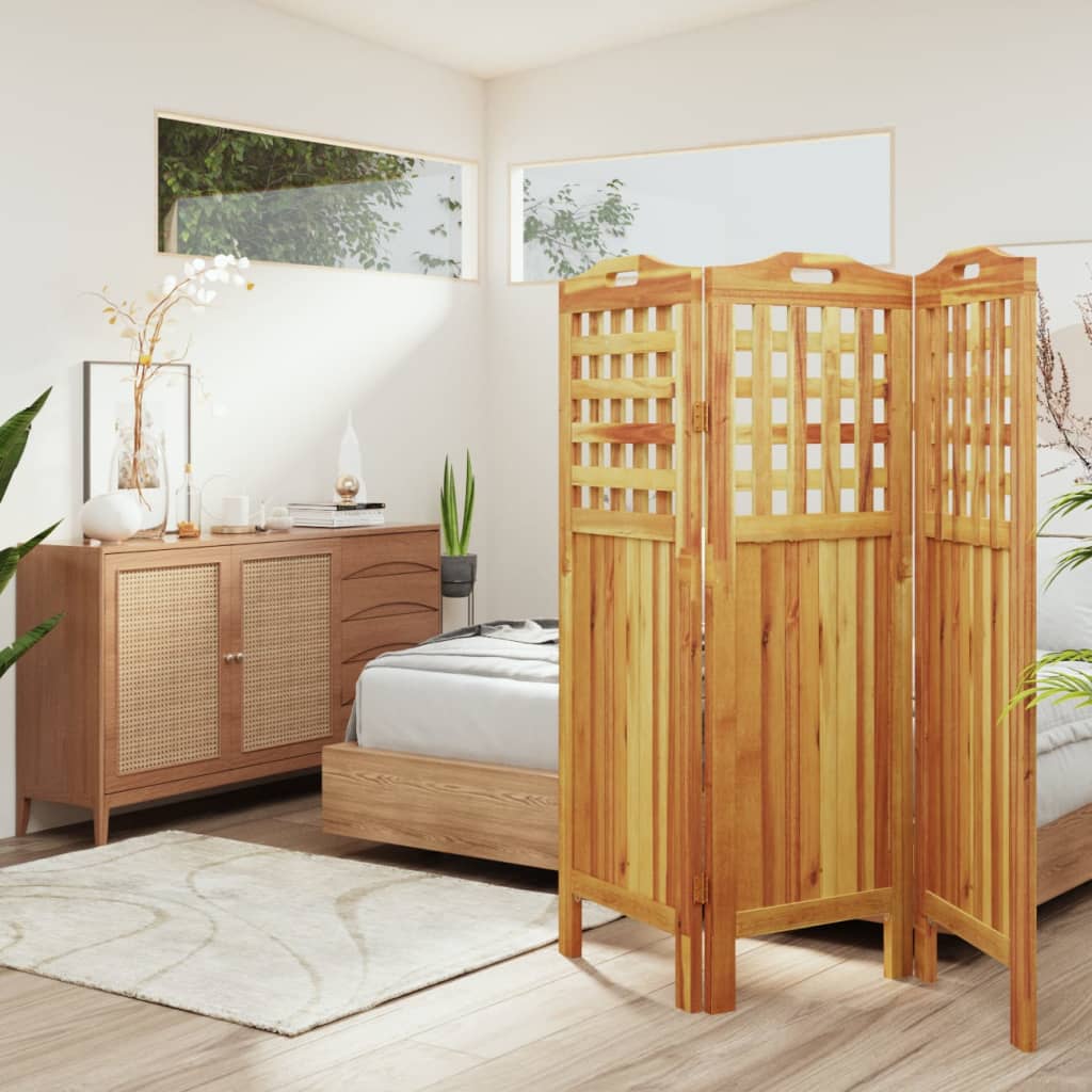 3-Panel Room Divider 121.5x2x115 cm Solid Wood Acacia - Millennium Furniture