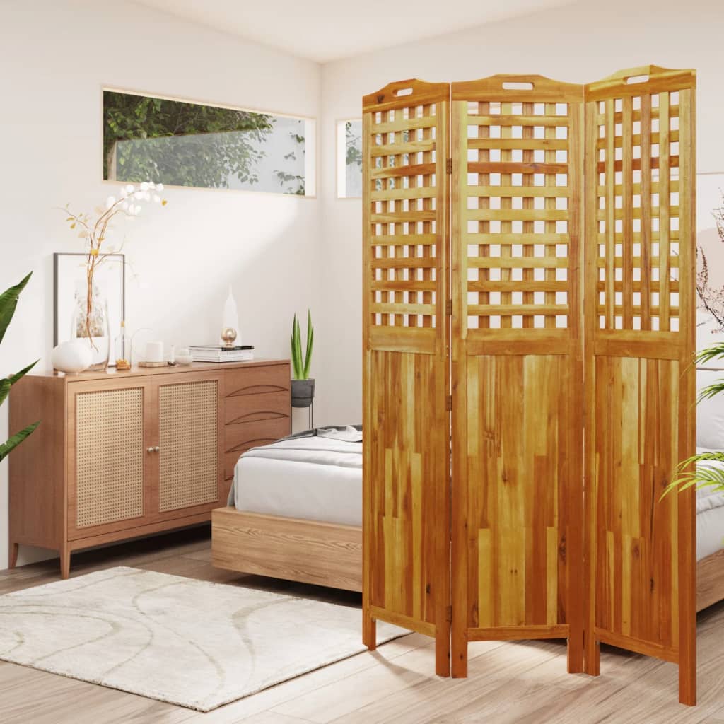 3-Panel Room Divider 121.5x2x180 cm Solid Wood Acacia - Design Hut